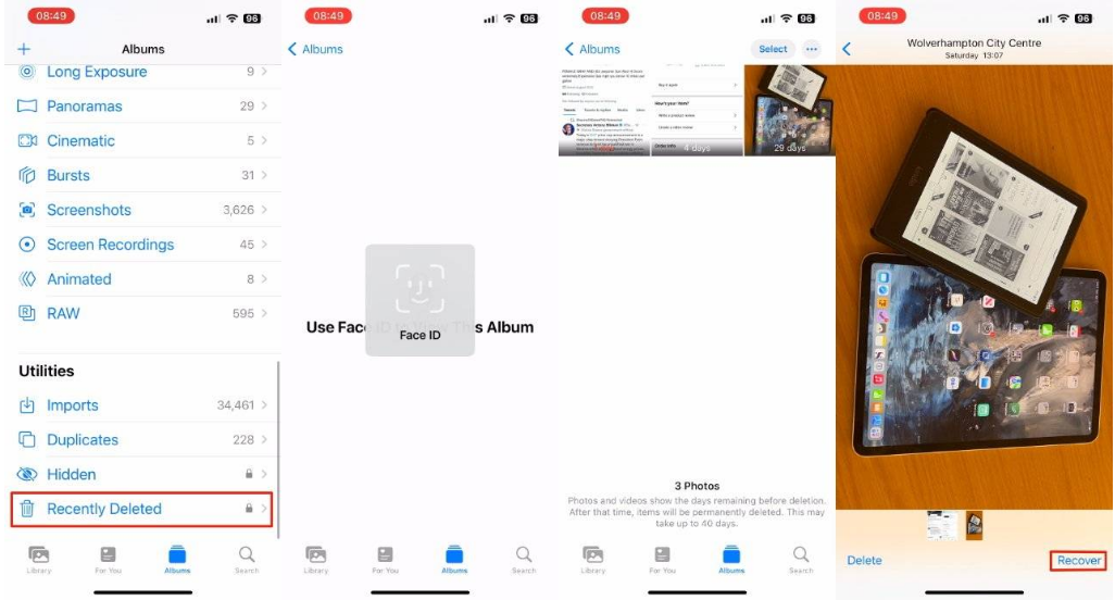 宁阳苹果14维修分享 iPhone14 上恢复已删除的照片 