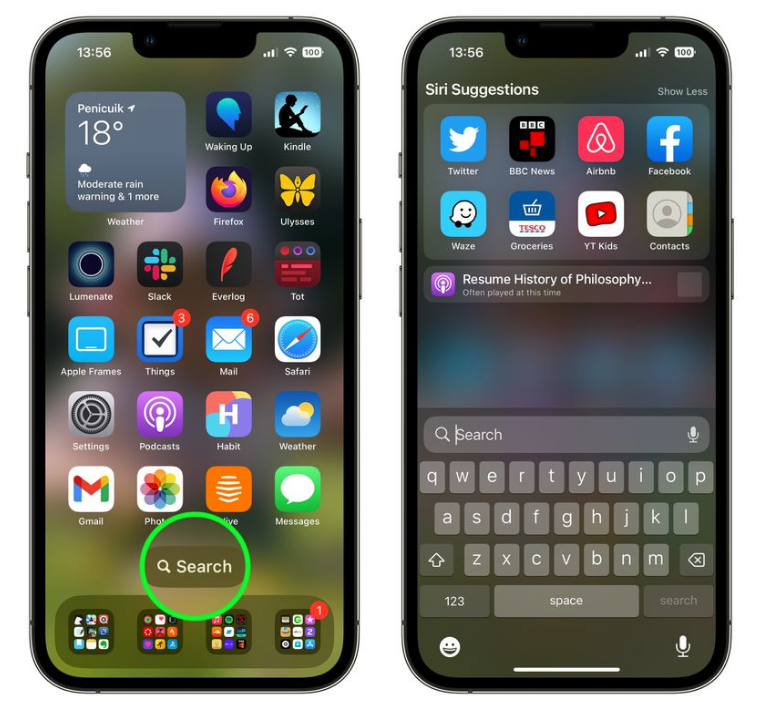 宁阳苹果手机维修分享升级到 iOS 16 后，如何删除主屏幕上的搜索按钮 