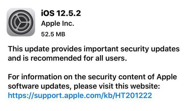 宁阳苹果手机维修分享iOS12.5.2发布，建议所有老苹果用户安装 